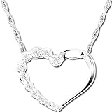 .015cttw Diamond Open Heart Sterling Silver Pendant 18 Inch Chain Included