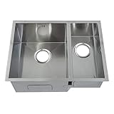585 X 440 mm Square Undermount 1.5 Bowl Handmade Satin Stainless Steel Kitchen Sink With Wastes (DS0