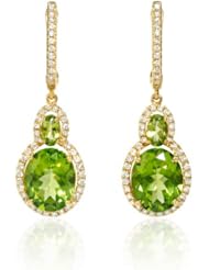 Diamond and Peridot 18k Yellow Gold Dangle Earrings