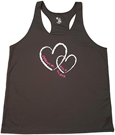 Badger Womens Hearts Essential Oils Tank Top Shirt Large Grey- Polyester