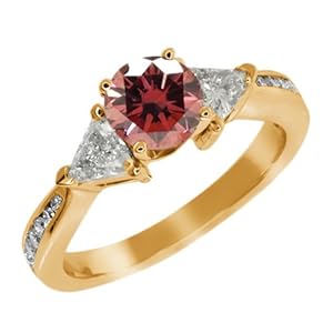 1.95 Ct Pink Diamond G/H Diamond 925 Yellow Gold Plated Silver Engagement Ring