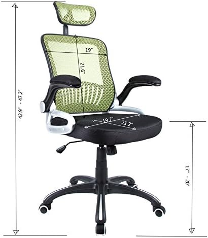 Ergonomic Color Mesher High Back Mesh Executive & Managerial Computer Desk Swivel Office Chair with Headrest and Flexible Arm Rest (GREEN)