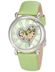 Stuhrling Original Womens 109SW.1215D2 Amour Aphrodite Delight Automatic Skeleton Light Green Leather Watch