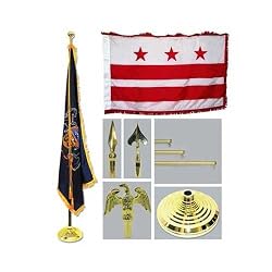 D.C. 4ft x 6ft Flag telescoping Flagpole Base and Tassel