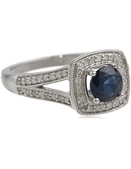 Sterling Silver Blue Sapphire and Diamond-Accented Ring, Size 7