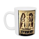 Relief depicting Tirthankara Mahavira (599-527 BC) in meditation, from Danavulapadu (stone) by Indian School - Mug - Standard Size