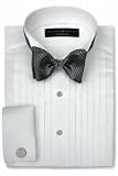Joseph Abboud Black Tie Wing Collar, 1/2 Pleated, 100% Cotton with French Cuff Tuxedo Shirt