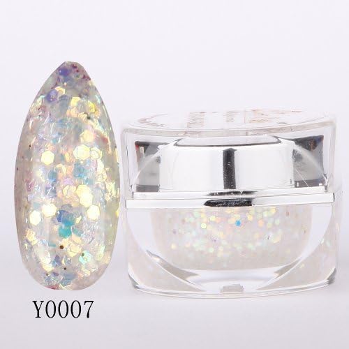 nail_world365 20ML 0.8OZ High Quality Soak Off UV Gel Shiny Colors Glitter Powder Nail Art Builder Gel 007