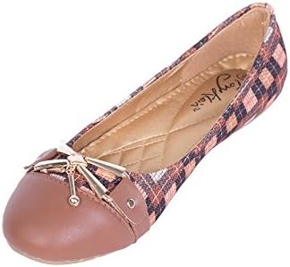 Women Checkered Buckle Ballerina Flats Slip Ons
