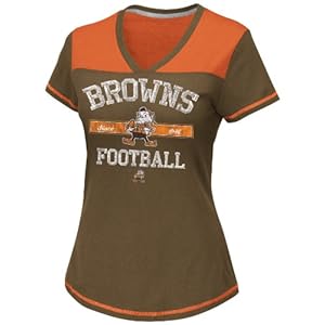 NFL Cleveland Browns Women's Champion Swagger IV Top, Classic Brown/Dark Orange/Steel, Small