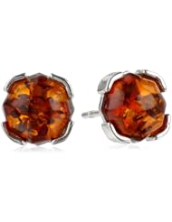 Sterling Silver Honey Amber Prong Stud Earrings