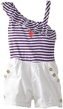 U.S. Polo Assn. Girls 2-6X Romper with Ruffled Asymmetrical Shoulder