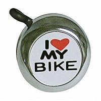 I Love My Bike Bicycle Bell in Chrome, Red, Blue, Pink, or White
