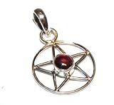 Garnet Pentagram Sterling Silver Pendant