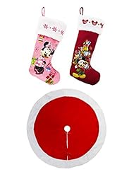 Home: Set of 18" Mickey Mouse & Minnie Mouse Plush Christmas Stockings PLUS 48" Tree Skirt