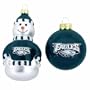 NFL Philadelphia Eagles Snowman and Ball Mini Blown Glass Ornaments