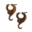 KAWE - Organic Hand Carved Sono Wood Earrings with Wood Post - From Indonesia - Sold as a Pair - 26mm x 41mm