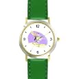 Couple Folk Dancers - Dancing WATCHBUDDY� DELUXE TWO-TONE THEME WATCH - Arabic Numbers - Green Leather Strap-Children's Size-Small ( Boy's Size & Girl's Size )