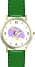 Couple Folk Dancers - Dancing WATCHBUDDY® DELUXE TWO-TONE THEME WATCH - Arabic Numbers - Green Leather Strap-Children's Size-Small ( Boy's Size & Girl's Size )