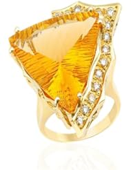 14K Yellow Gold 13.98 CTW Citrine and 0.42 CTW Color I-J SI1-SI2 Diamond Cocktail Women Ring. Ring Size 6.5. Total Item weight 13.6 g.