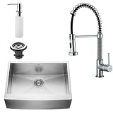 Vigo Industries VG15032 Farmhouse Faucet Dispenser Kitchen Sink, Steel