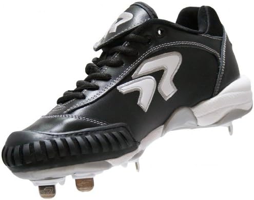 Ringor Women's Diamond Dynasty Black Leather Metal Spike With Pitching Toe 8.5 B US