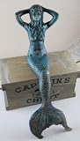 Cast Iron Sitting Mermaid Figure Nautical Decor Statue