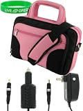 4n1 Combo Acer Aspire One AOD250-1924 10.1-Inch Deluxe Netbook Carrying Case with Car Charger and AC Power Adapter Charger - Pink