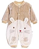 Happy Cherry 新生児 ベビー服 ロンパース 長袖 赤ちゃん カバーオール 暖かい 快適 可愛い 男女兼用 出産祝い プレゼント カーキ 66