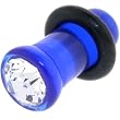 4 Gauge Blue Uv Single Flare Acrylic Cubic Zirconia Plug