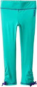 Reebok Girls 7-16 Capri Legging with Pull String Hem, Teal, Large