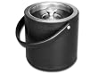 Genuine Black Leather Ice Bucket with Stainless Steel Handle and Lid