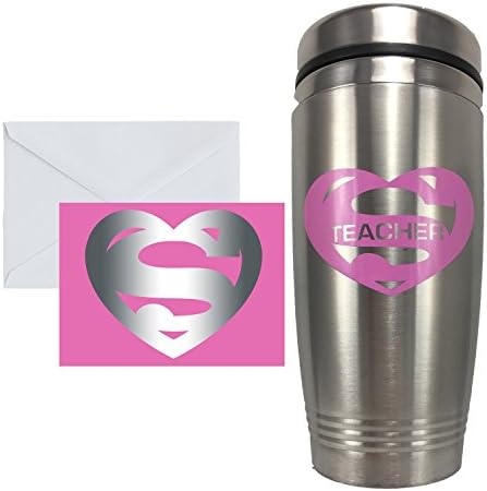 Super Mugs TM Teacher Appreciation Ribbed Outer Ring Double Wall Stainless Steel Custom Travel Tumbler for Start or End of Year, Graduation, Birthday, Appreciation, Summer School 16 oz (1)