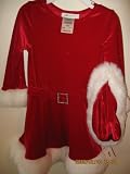 Red Velvet Santa Dress with Hat Size 3t