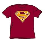 Superman - Crimson & Cream Shield - Adult Cardinal S/S T-Shirt For Men