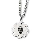 Stainless Steel Saw Blade and Skull Necklace