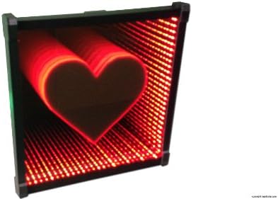 Infinity Mirror Heart LED Red 9 x 9 inch