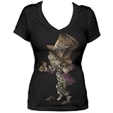 Juniors' Alice in Wonderland Hatter Womens V-neck T-shirt