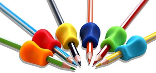 Pencil Grips for Lefties and Righties, Ergonomic writing aids for children and adults, 6 count assorted colors