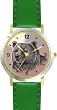 Grizzly Bear or Brown Bear No.2 Animal - WATCHBUDDY&reg; DELUXE TWO-TONE THEME WATCH - Arabic Numbers - Green Leather Strap-Size-Large ( Men's Size or Jumbo Women's Size )