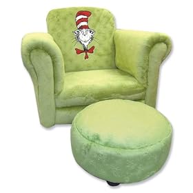 Trend Lab Dr Seuss Velour Cat In The Hat Chair and Ottoman, OliveTrend Lab Dr Seuss Velour Cat In The Hat Chair and Ottoman