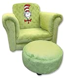 Trend Lab Dr Seuss Velour Cat In The Hat Chair and Ottoman, Olive