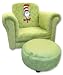 Trend Lab Dr Seuss Velour Cat In The Hat Chair and Ottoman, Olive