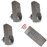 Produkt-Bild: mumbi Funksteckdosen Dimmer Set: 3 x Funksteckdose dimmbar + 1 x Fernbedienung / Plug & Play - 1000 Watt - GS / silber - ALUminium OPTIK