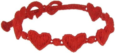 Les Poulettes Jewels - Cruciani Lace Bracelet 7 Hearts Red Color