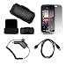 Executive Black Horizontal Leather Side Case Pouch with Belt Clip and Belt Loops + LCD Screen Protector + Rapid Car Charger + USB Data Charge Sync Cable for Samsung Solstice A887