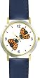Two Lady Bugs with Spread Wings Kissing (Lady Bug or Lady Bird) - Ladybug - JP Animal - WATCHBUDDY&reg; DELUXE TWO-TONE THEME WATCH - Arabic Numbers - Blue Leather Strap-Size-Large ( Men's Size or Jumbo Women's Size )