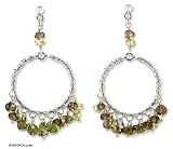Smoky quartz and peridot earrings, 'Delirium' 1.0 W 2.0 L