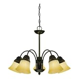 Westinghouse 69092 Apple Valley Five-Light Chandelier, Gilded Bronze Finish with Antique Amber Scavo Globe