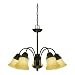 Westinghouse 69092 Apple Valley Five-Light Chandelier, Gilded Bronze Finish with Antique Amber Scavo Globe
